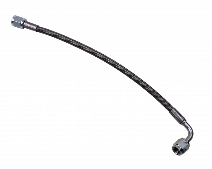 Steel Braided Line, Double An4, Female Fittings, 9.5" Long, Uncoated, Straight / 90 Degree