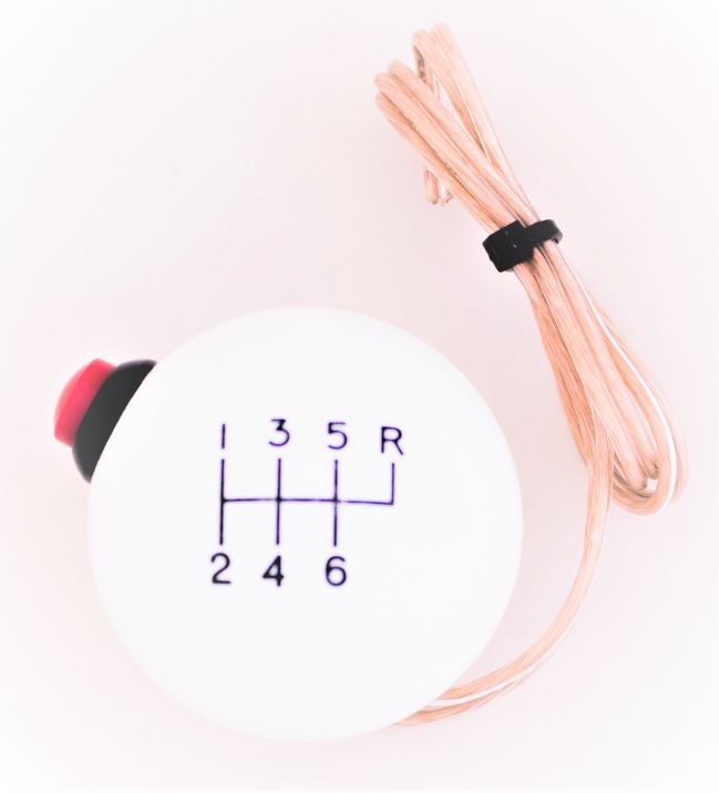 6-Speed White shift Ball, w/Push lock-out/ Side mounted, 16mm used with Thread Reducers