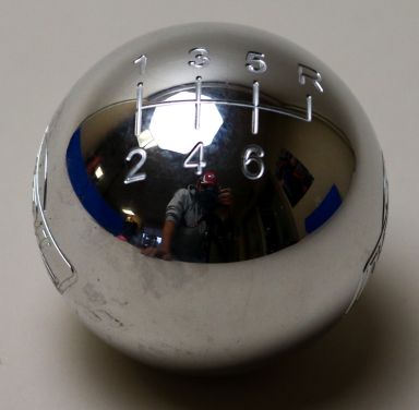 6-Speed Polished Aluminum Shift Ball 16mm thread, 16mm used with Thread Reducers
