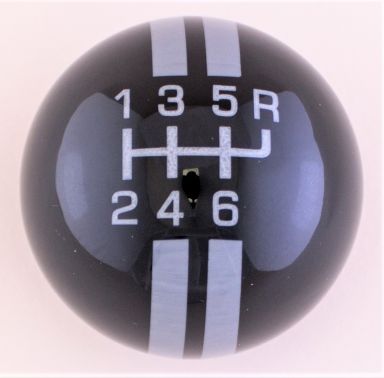 6-Speed R-Series Black Shift Ball with Pearl Gray Racing Stripe 2-1/8";