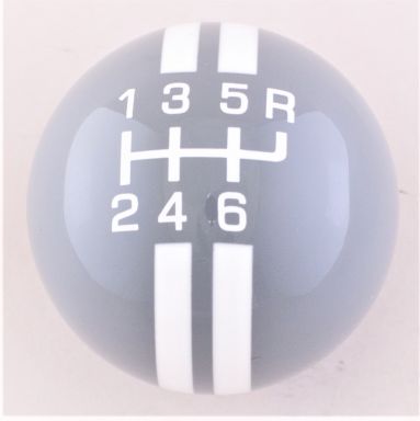 6-Speed R-Series Gray Shift Ball with White Rally Stripe 2-1/8", 16mm used with Thread Reducers