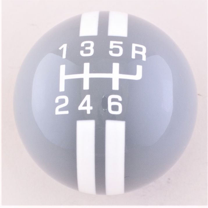 6-Speed R-Series Gray Shift Ball with White Rally Stripe 2-1/8", 16mm used with Thread Reducers