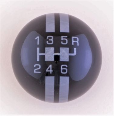 6-Speed Black Shift ball with Pearl Rally Stripe 2-1/8", 16mm used with Thread Reducers