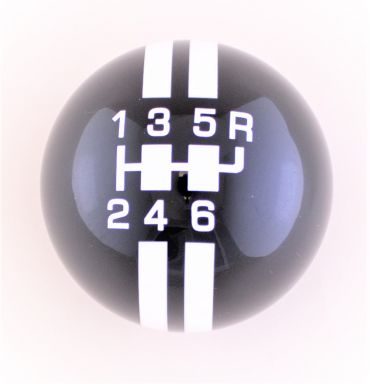 6-Speed Black Shift ball with White Rally Stripe 2-1/8", 16mm used with Thread Reducers