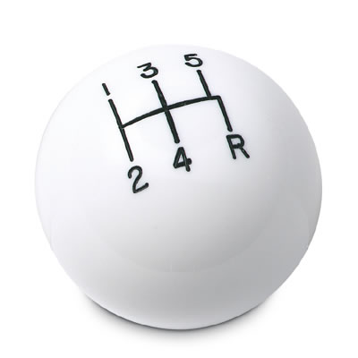 5-Speed White Shift ball, Universal 16mm threads used with Thread Reducers