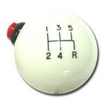5-Speed White Shift Ball with Side Mounted Push lock-out Button / 16mm used with Thread Reducers