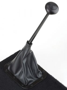 Lokar Rectangular Naugahyde Shift Boot/ Polished Black Stainless Ring